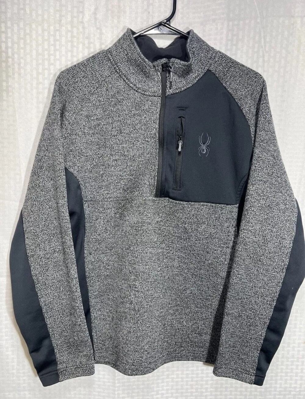 Spyder Men’s Gait Jacket Half Zip Jacket Top Gray L Pullover Top Fleece Lined